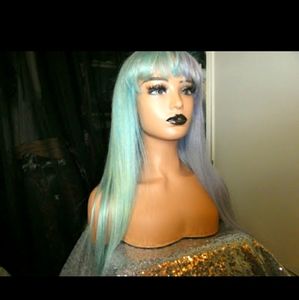 🦄 22" pastel blue purple 2 toned human hair wig